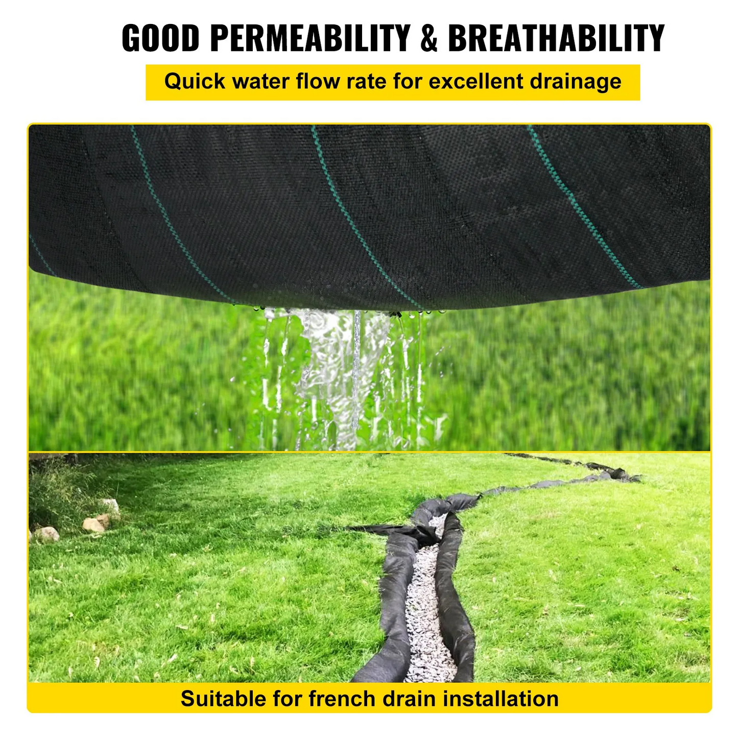VEVOR Geotextile Fabric Woven Driveway Fabric 12.5' x 30' Landscaping Fabric 3.5oz,-$50