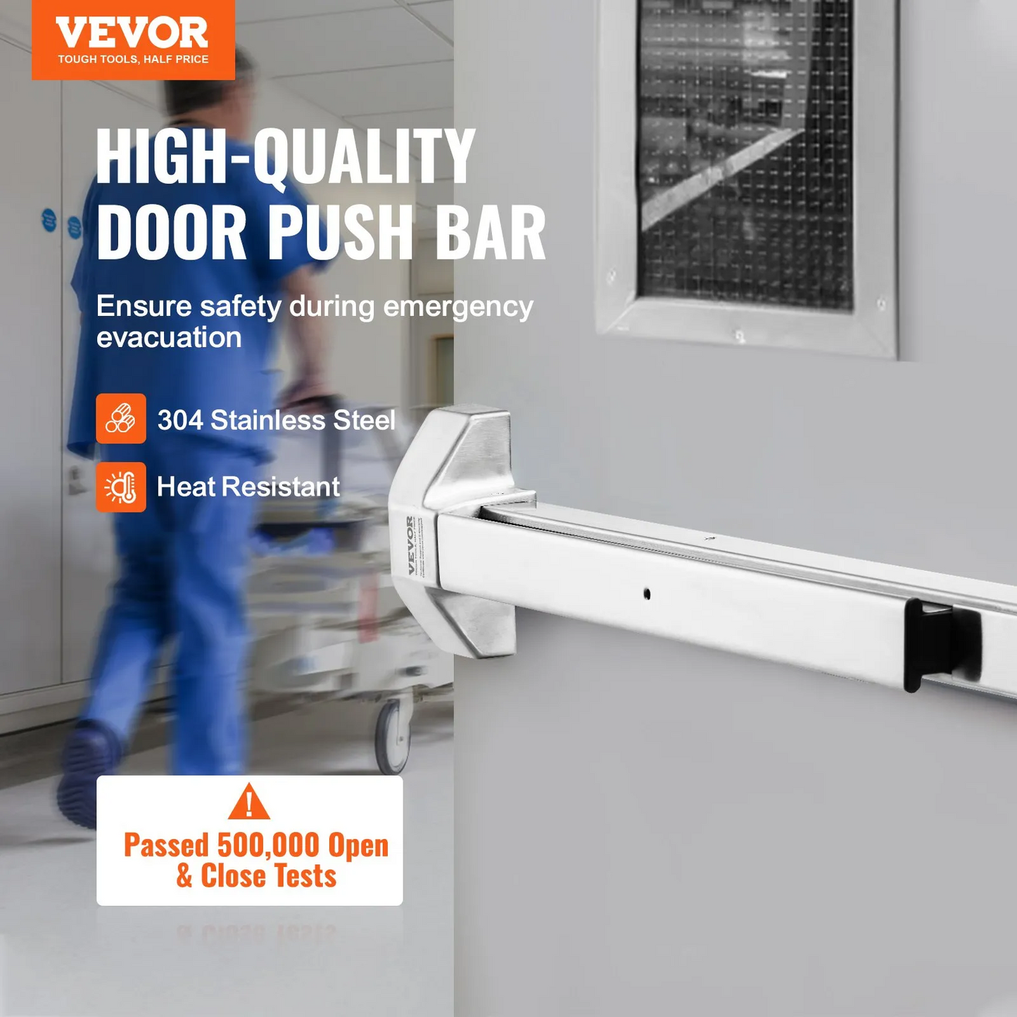 VEVOR Push Bar Door Locks, Stainless Steel Panic Bars for Exit Doors, with Exterior Lever and 3 Keys,-$75