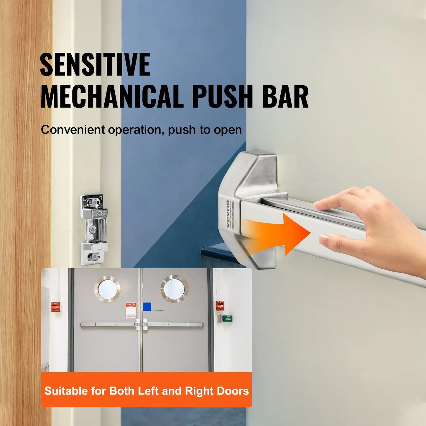 VEVOR Push Bar Door Locks, Stainless Steel Panic Bars for Exit Doors, with Exterior Lever and 3 Keys,-$75