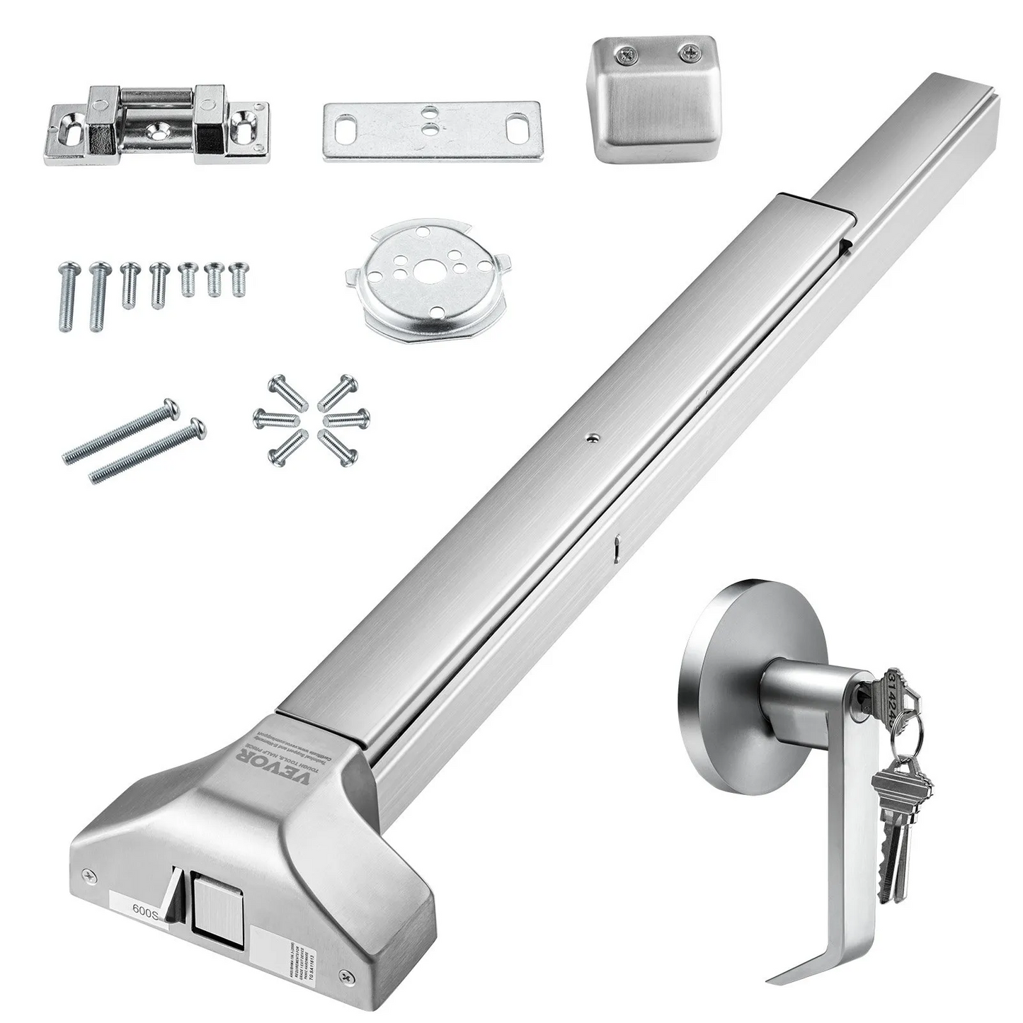 VEVOR Push Bar Door Locks, Stainless Steel Panic Bars for Exit Doors, with Exterior Lever and 3 Keys,-$75