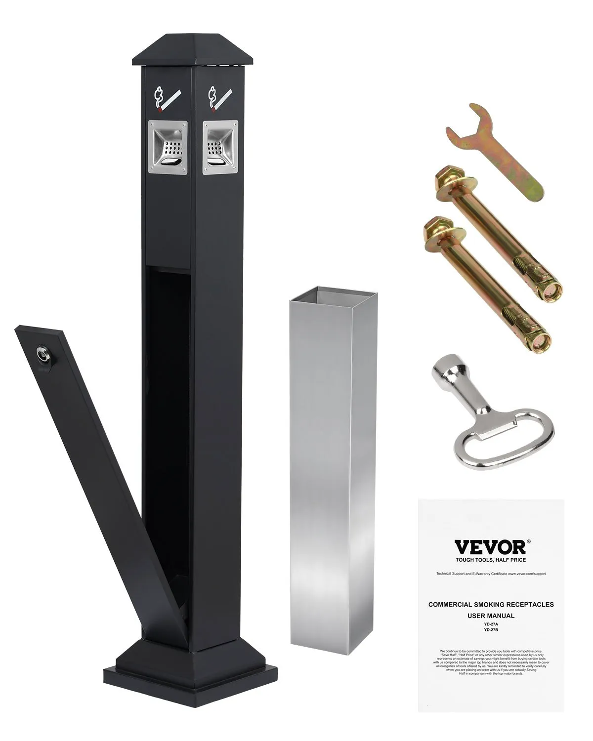 VEVOR Cigarette Butt Receptacle with 4 Disposal Openings Butt Disposal Black,-$85