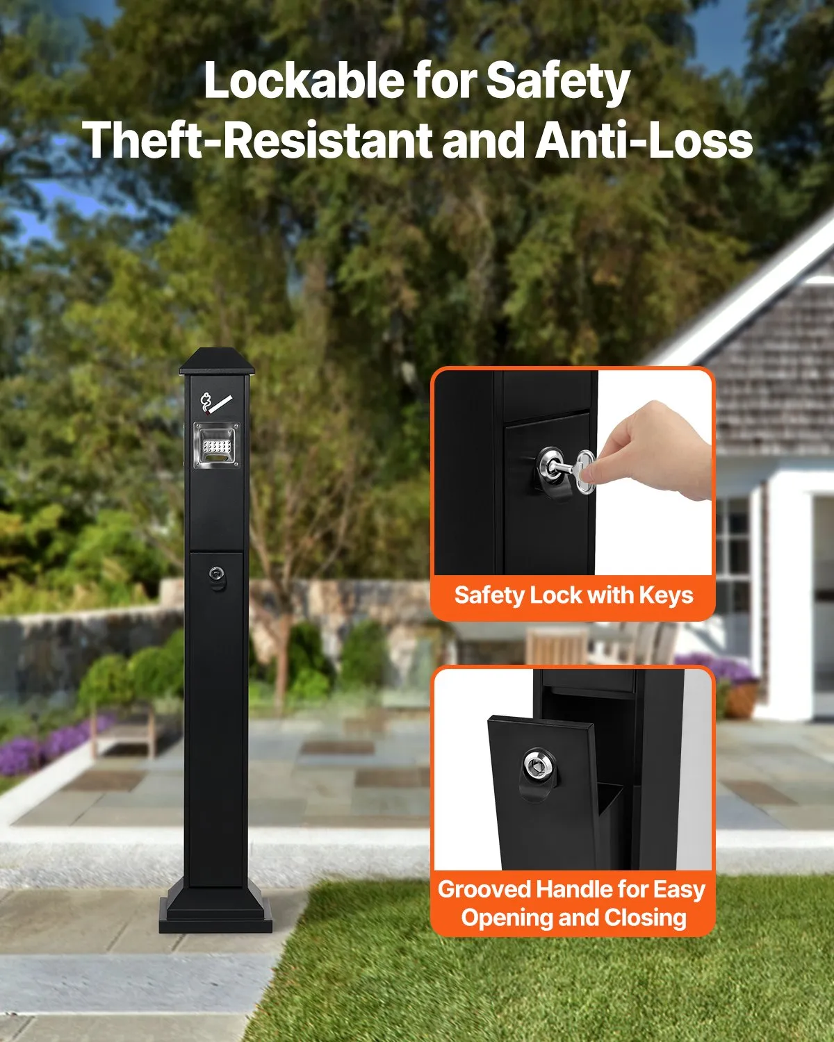 VEVOR Cigarette Butt Receptacle with 4 Disposal Openings Butt Disposal Black,-$85