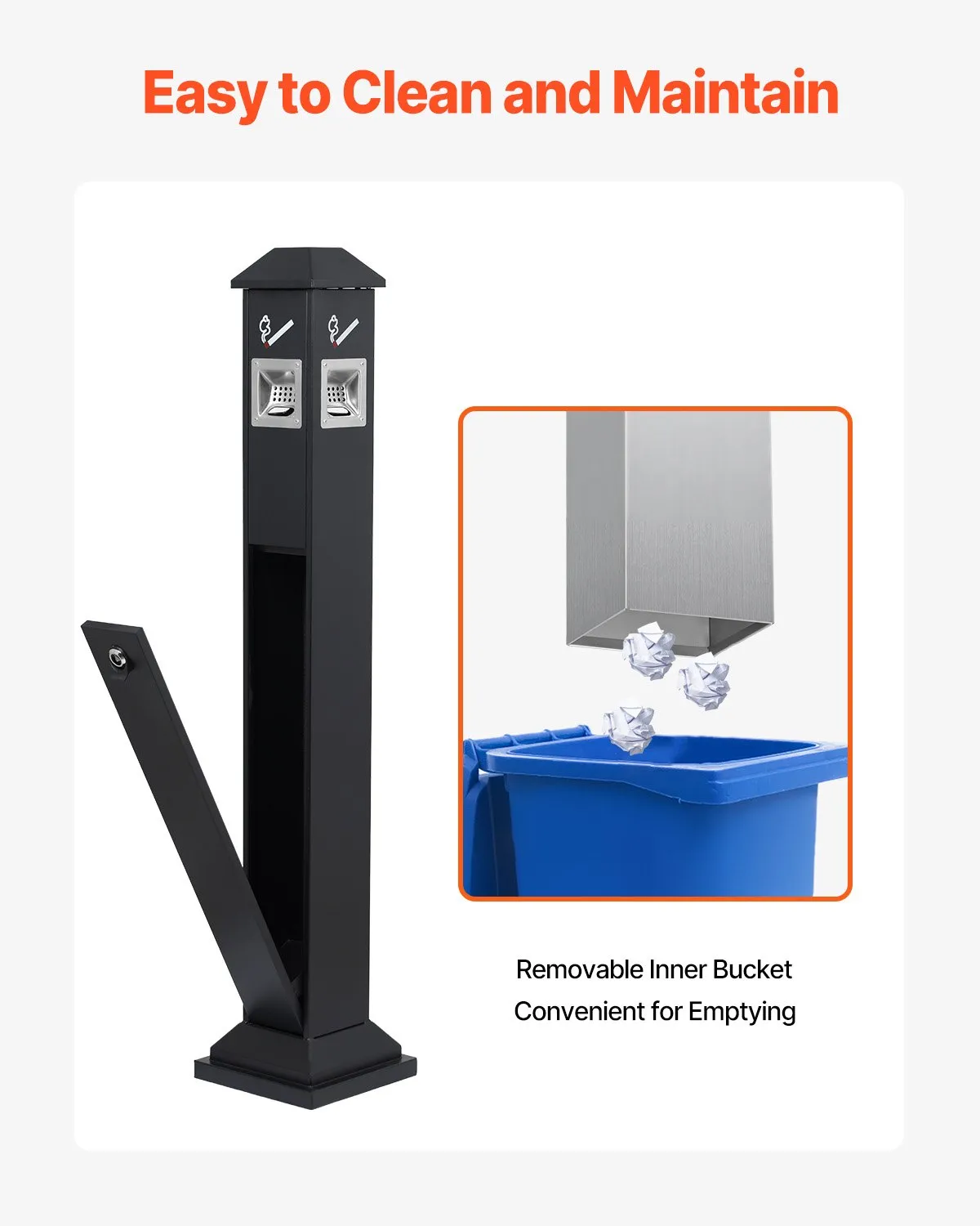 VEVOR Cigarette Butt Receptacle with 4 Disposal Openings Butt Disposal Black,-$85