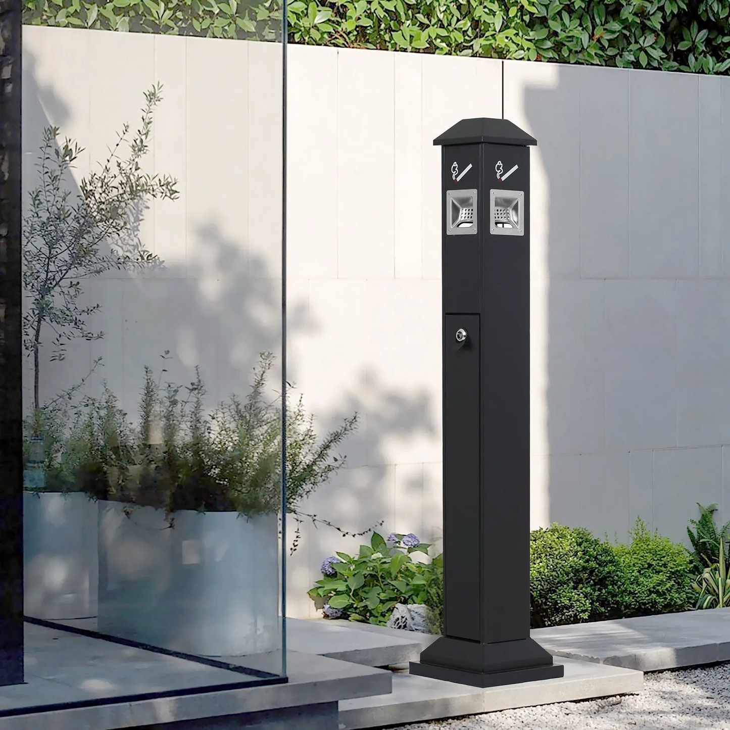 VEVOR Cigarette Butt Receptacle with 4 Disposal Openings Butt Disposal Black,-$85