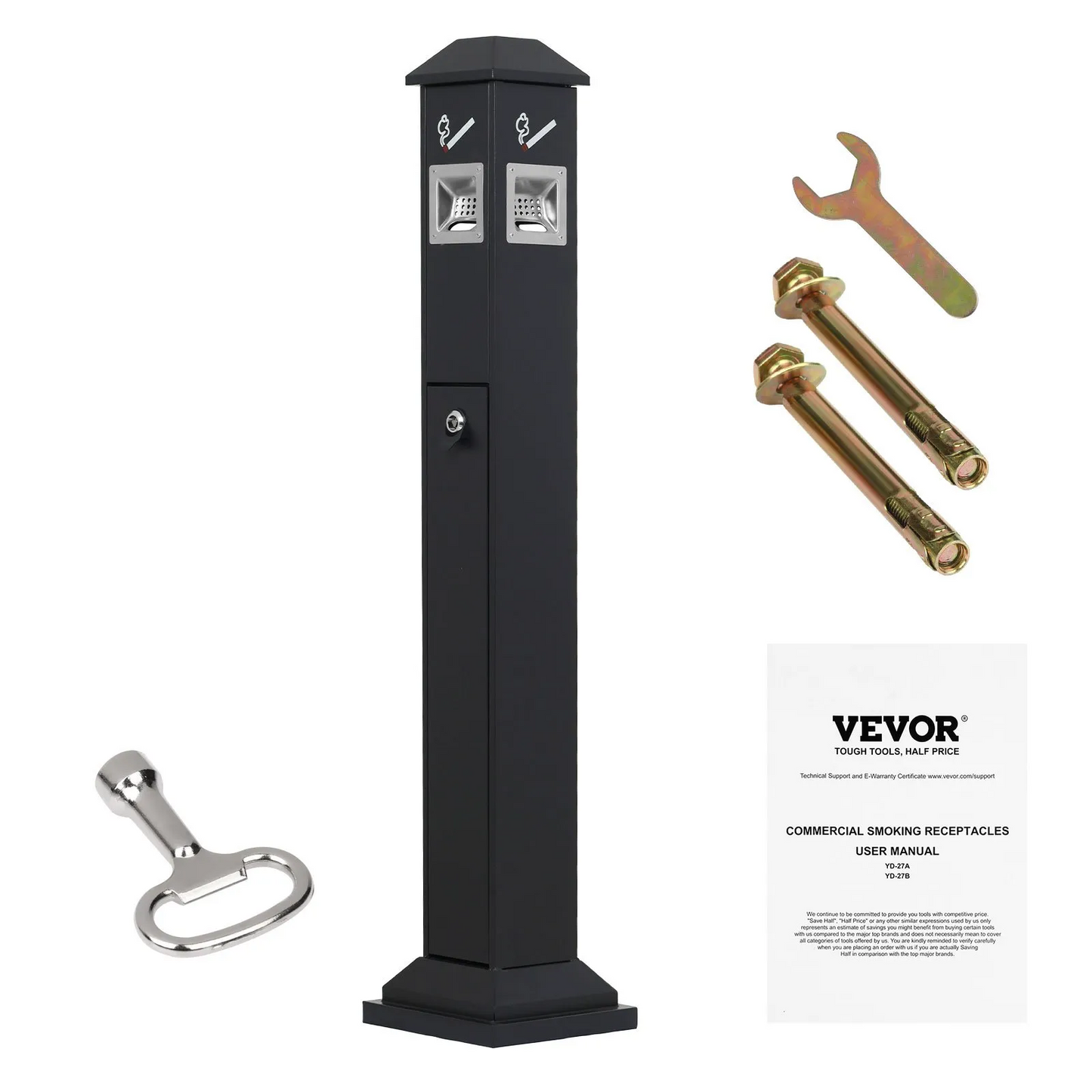 VEVOR Cigarette Butt Receptacle with 4 Disposal Openings Butt Disposal Black,-$85