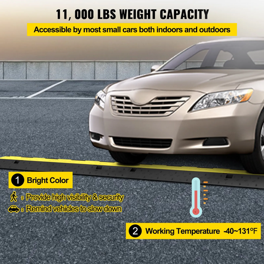 VEVOR Cable Protector Ramp, 5 Packs 2 Channels Speed Bump Hump, Rated 11000 LBS Load Capacity,