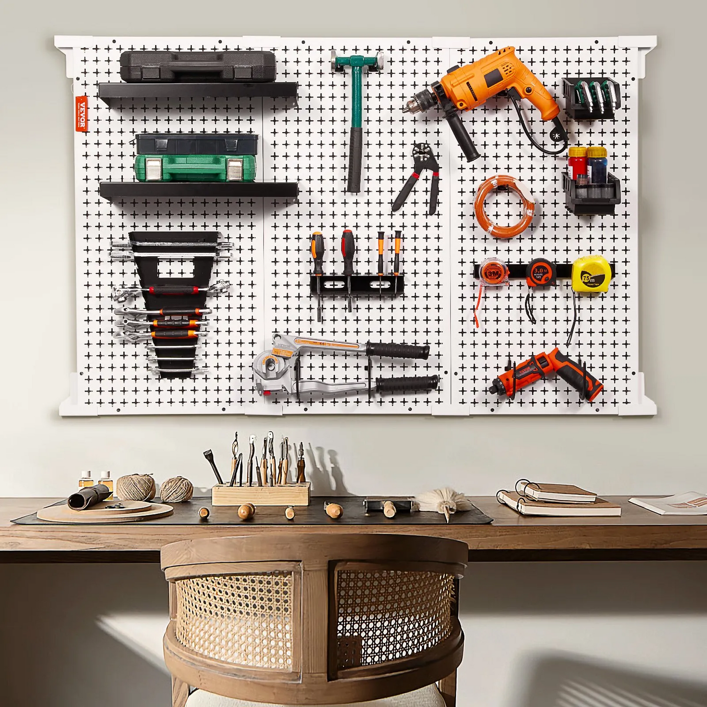 VEVOR Pegboard Wall Organizer 48" x 32", 495LBS Loading Garage Metal Pegboard Organizer Wall Mount,-$85