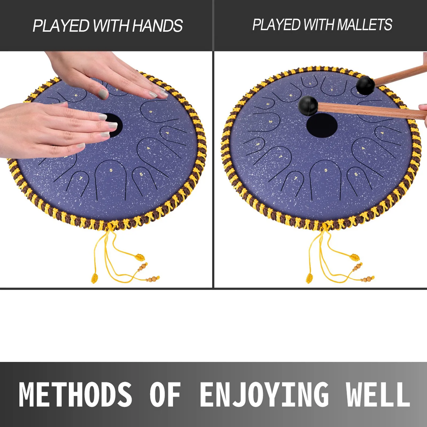 VEVOR Tongue Drum 14 Notes Dish Shape Drum 14.9 Inches Manual Percussion Pure Copper Tongues,-$75