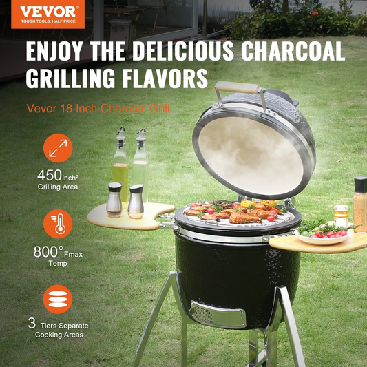 VEVOR 18" Ceramic Barbecue Grill Smoker Portable Round Outdoor Grill for Patio,-$500