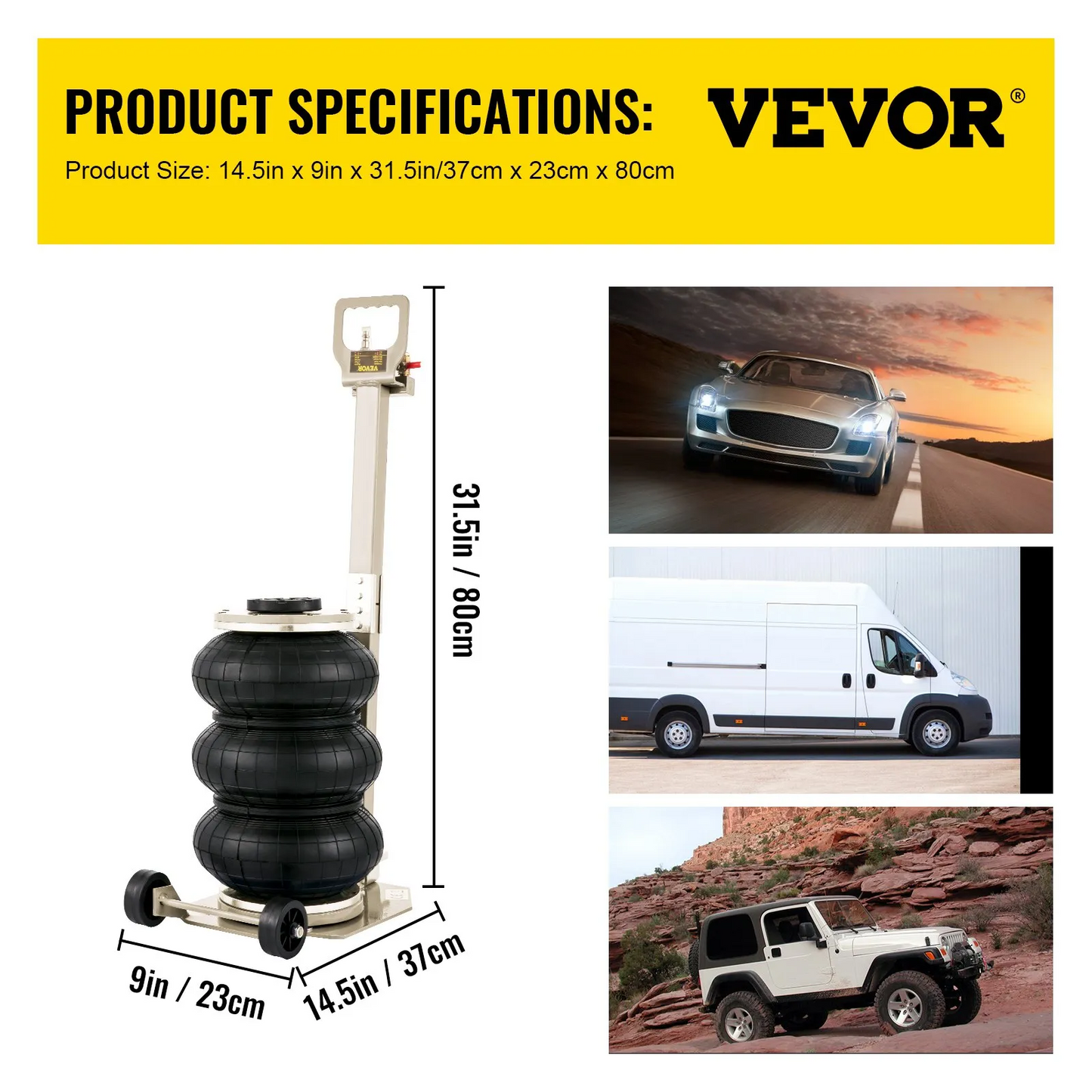 VEVOR Triple Air Bag Jack Pneumatic Jack 6600lbs Quick Lift 3T Heavy Duty White,-$85