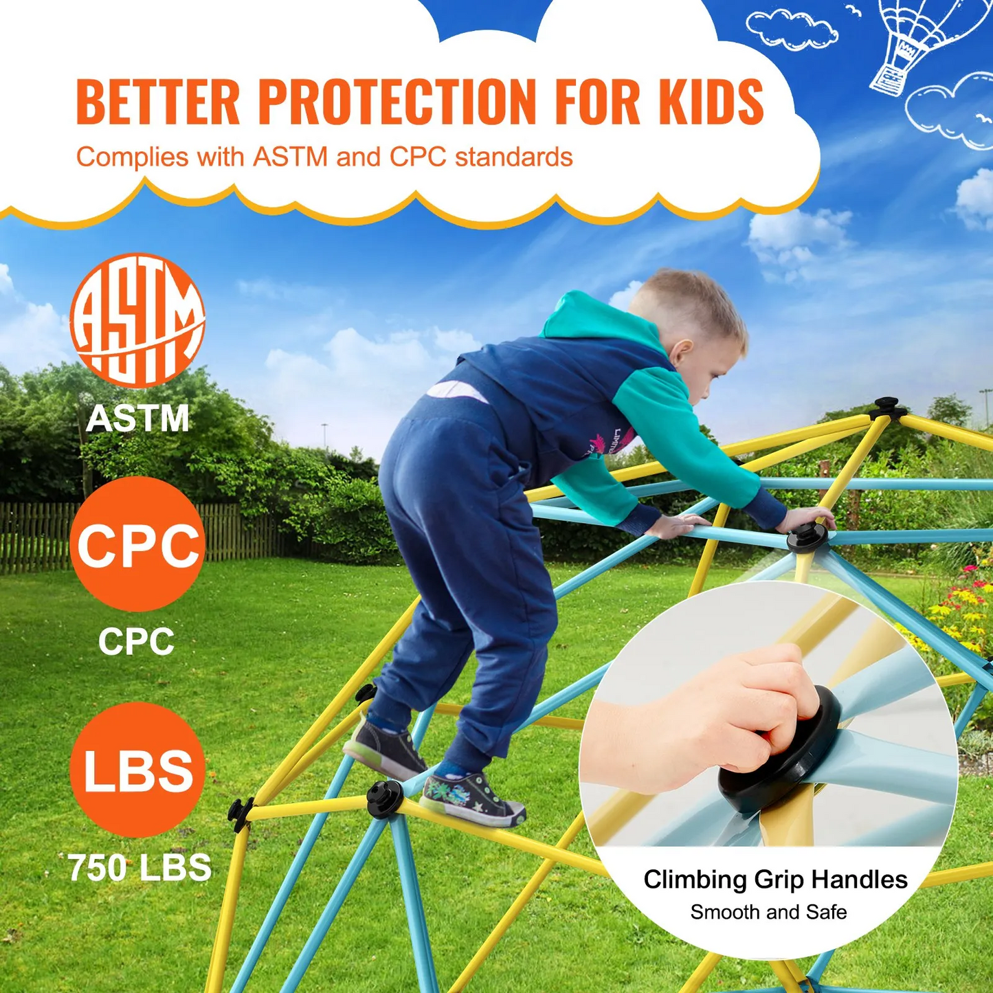 VEVOR Climbing Dome, 10FT Geometric Dome Climber with Hammock and Swing, for Kids 3-10 Years Old,-$180