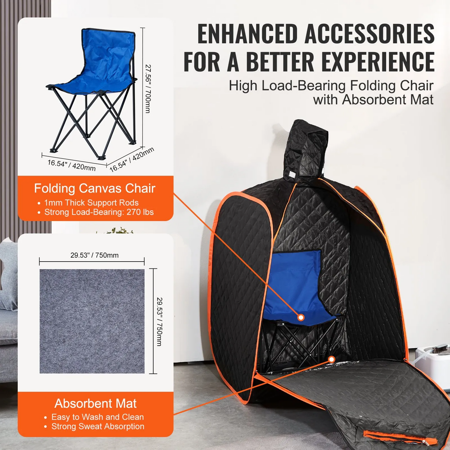 VEVOR Portable Personal Steam Sauna Spa Tent with 2L 1000 Watt Steam Generator, Includes Foldable Chair,-$80