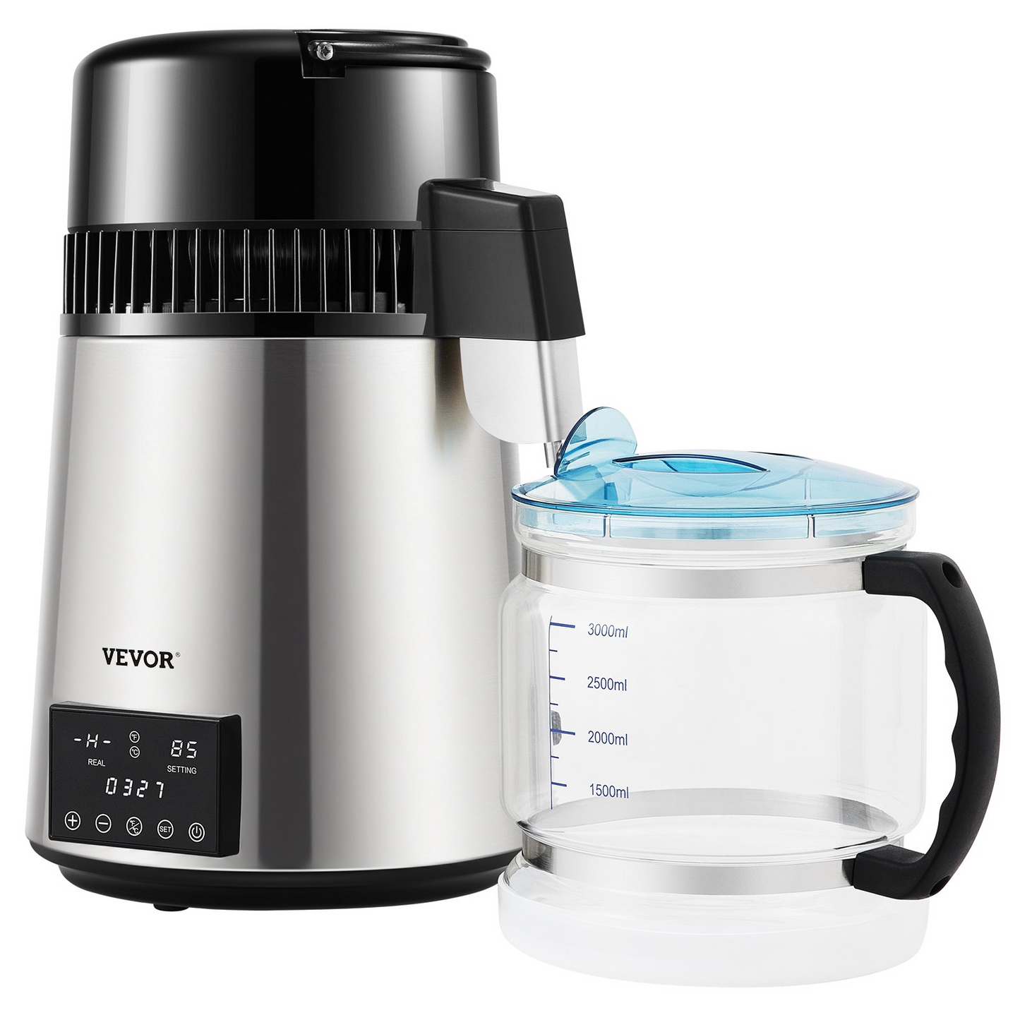 VEVOR Water Distiller, 1 L/H, 4L Distilled Water Maker w/ 0-99 H Timing, 750W Countertop Water Purifier,-$95