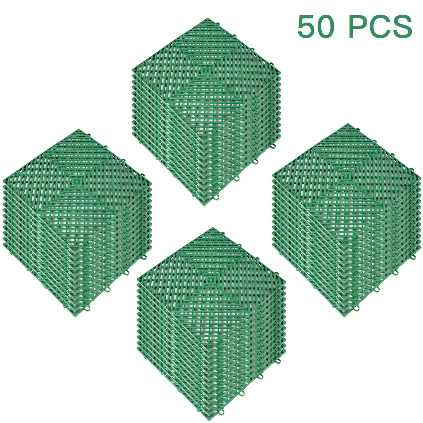 VEVOR Rubber Tiles Interlocking 50 PCS, Drainage Tiles 30.5 x 30.5 x 1.2 cm, Deck Tiles Outdoor Floor Tiles,-$55
