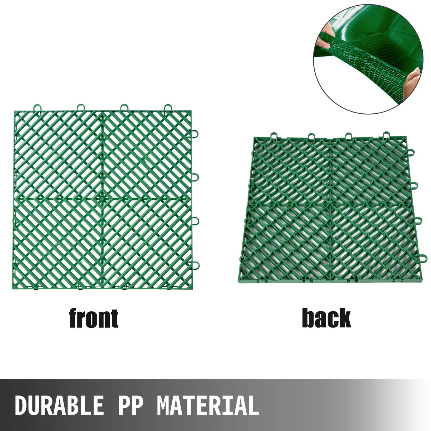 VEVOR Rubber Tiles Interlocking 50 PCS, Drainage Tiles 30.5 x 30.5 x 1.2 cm, Deck Tiles Outdoor Floor Tiles,-$55