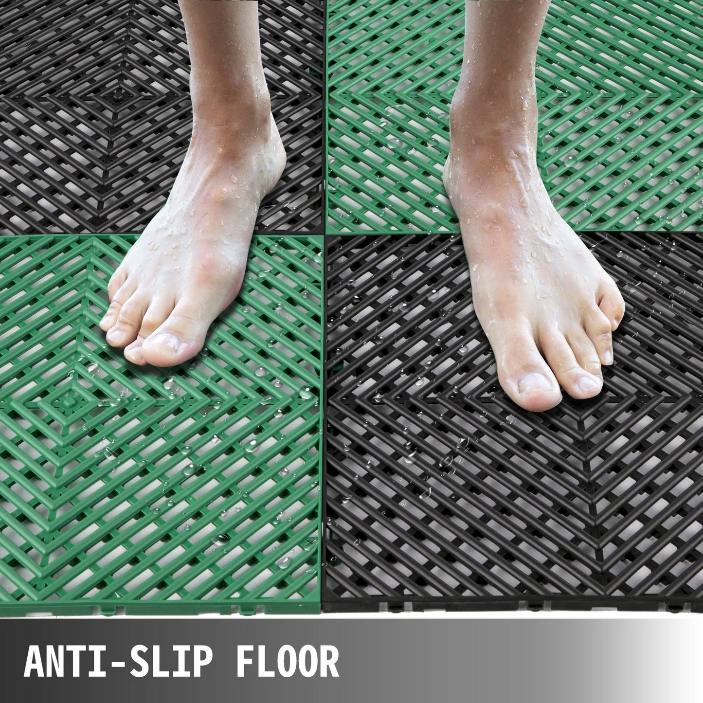 VEVOR Rubber Tiles Interlocking 50 PCS, Drainage Tiles 30.5 x 30.5 x 1.2 cm, Deck Tiles Outdoor Floor Tiles,-$55