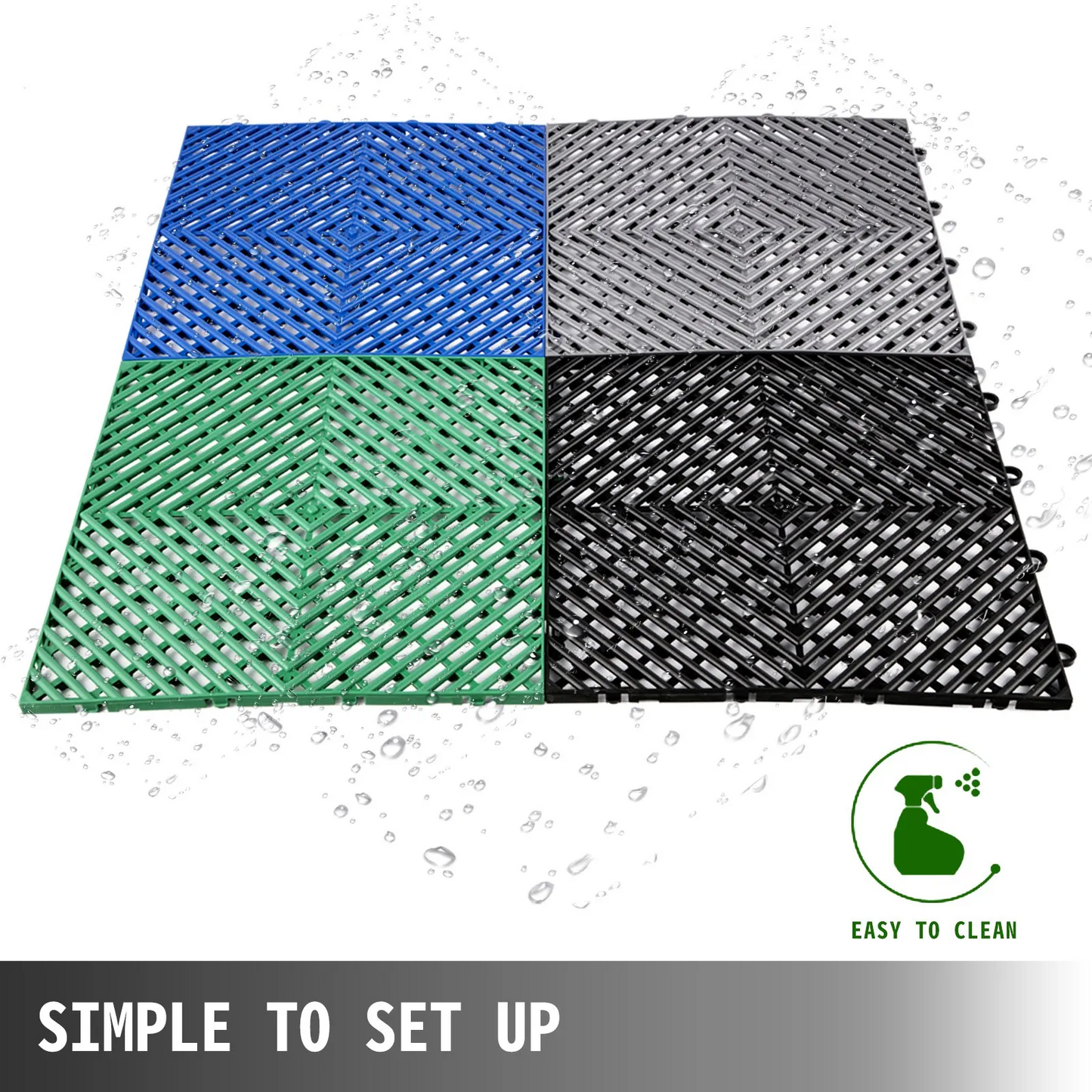 VEVOR Rubber Tiles Interlocking 50 PCS, Drainage Tiles 30.5 x 30.5 x 1.2 cm, Deck Tiles Outdoor Floor Tiles,-$55