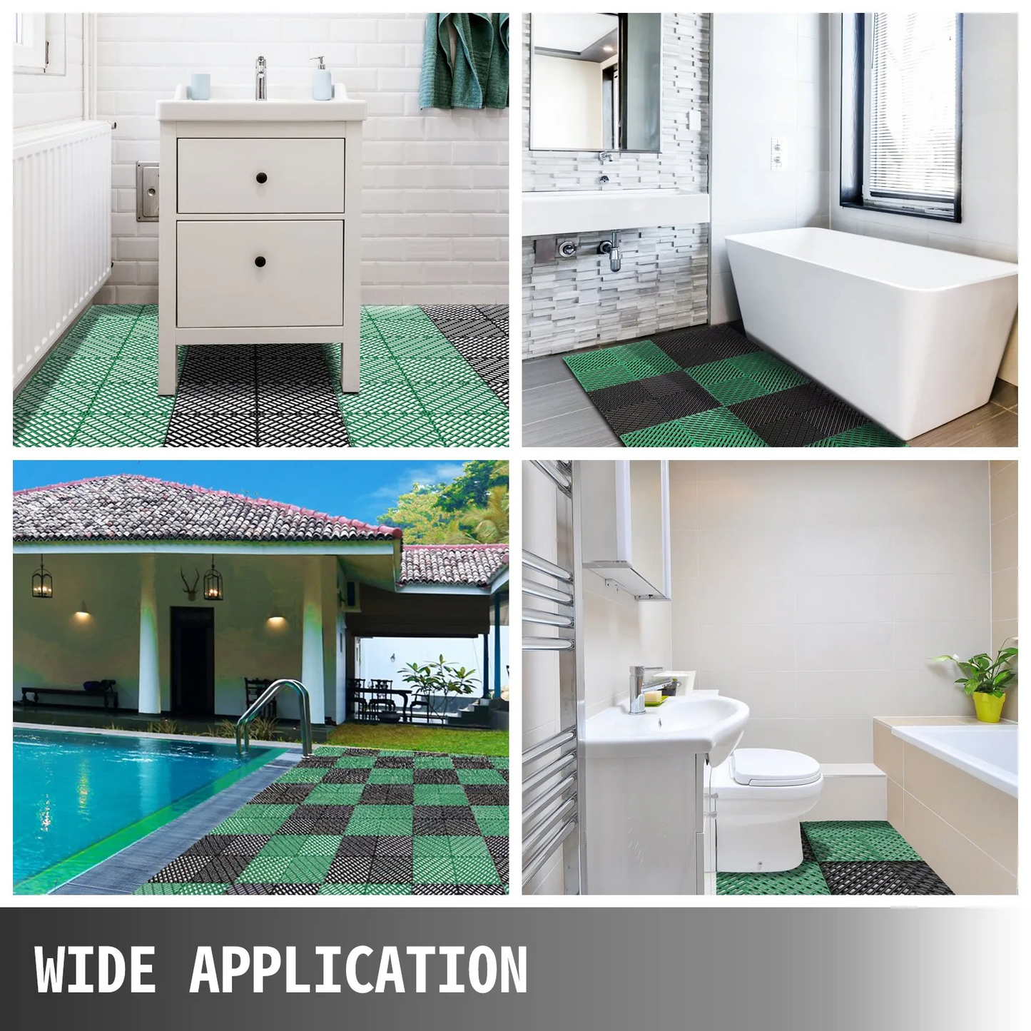 VEVOR Rubber Tiles Interlocking 50 PCS, Drainage Tiles 30.5 x 30.5 x 1.2 cm, Deck Tiles Outdoor Floor Tiles,-$55