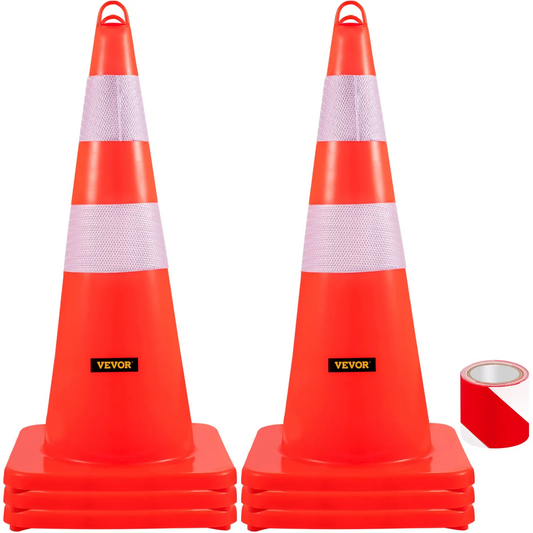 VEVOR Safety Cones Traffic Cones 6 x 28" Orange Reflective Collars Road Cones,-$65