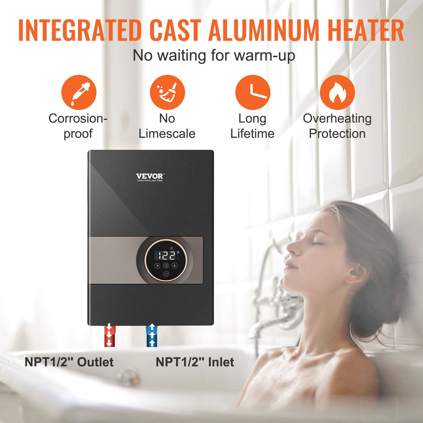 VEVOR Instant Water Heater, 8kw On Demand Electric Tankless Water Boiler, 24-Hour Water Supply,-$120