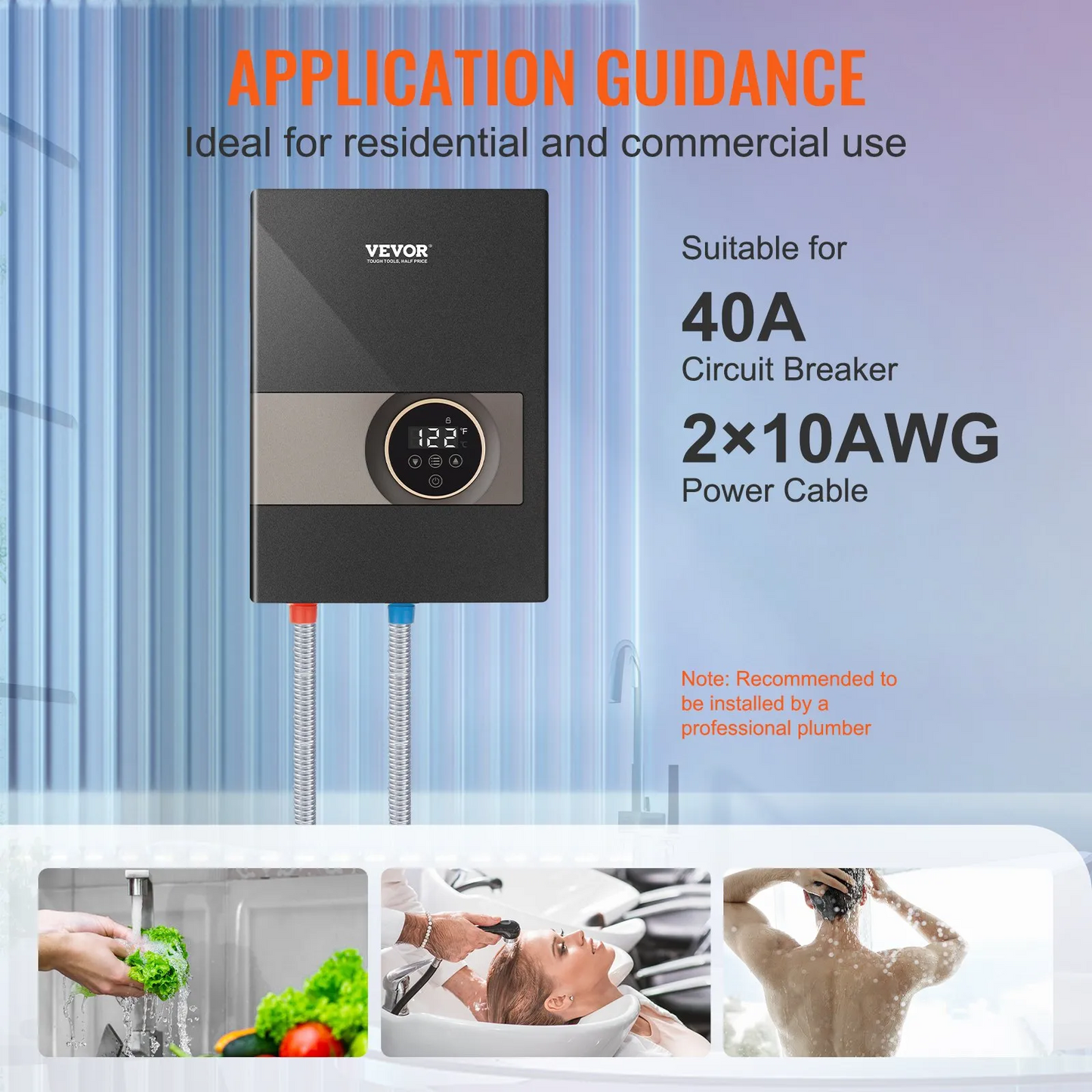 VEVOR Instant Water Heater, 8kw On Demand Electric Tankless Water Boiler, 24-Hour Water Supply,-$120