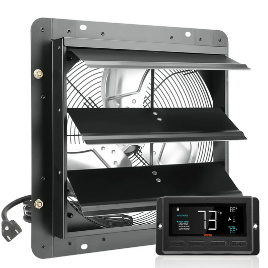 VEVOR Shutter Exhaust Fan, 14'' with Temperature Humidity Controller, EC-motor, 1513 CFM, 10-Speed,-$100