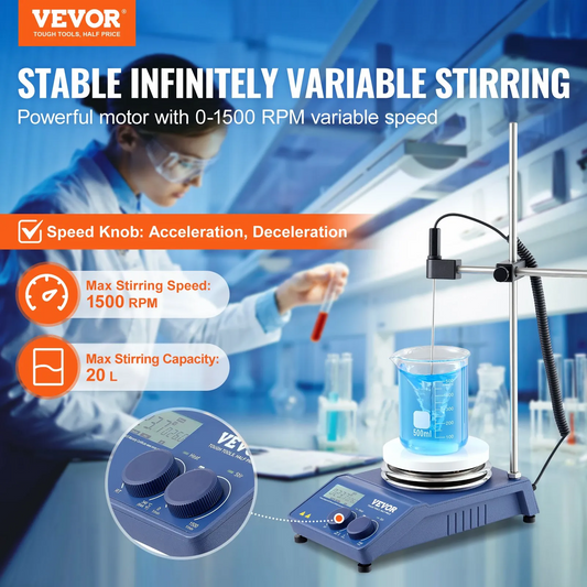 VEVOR Magnetic Stirrer Hot Plate, Max 644°F/340°C, 0-1500 RPM Hot Plate with Magnetic Stirrer,-$250