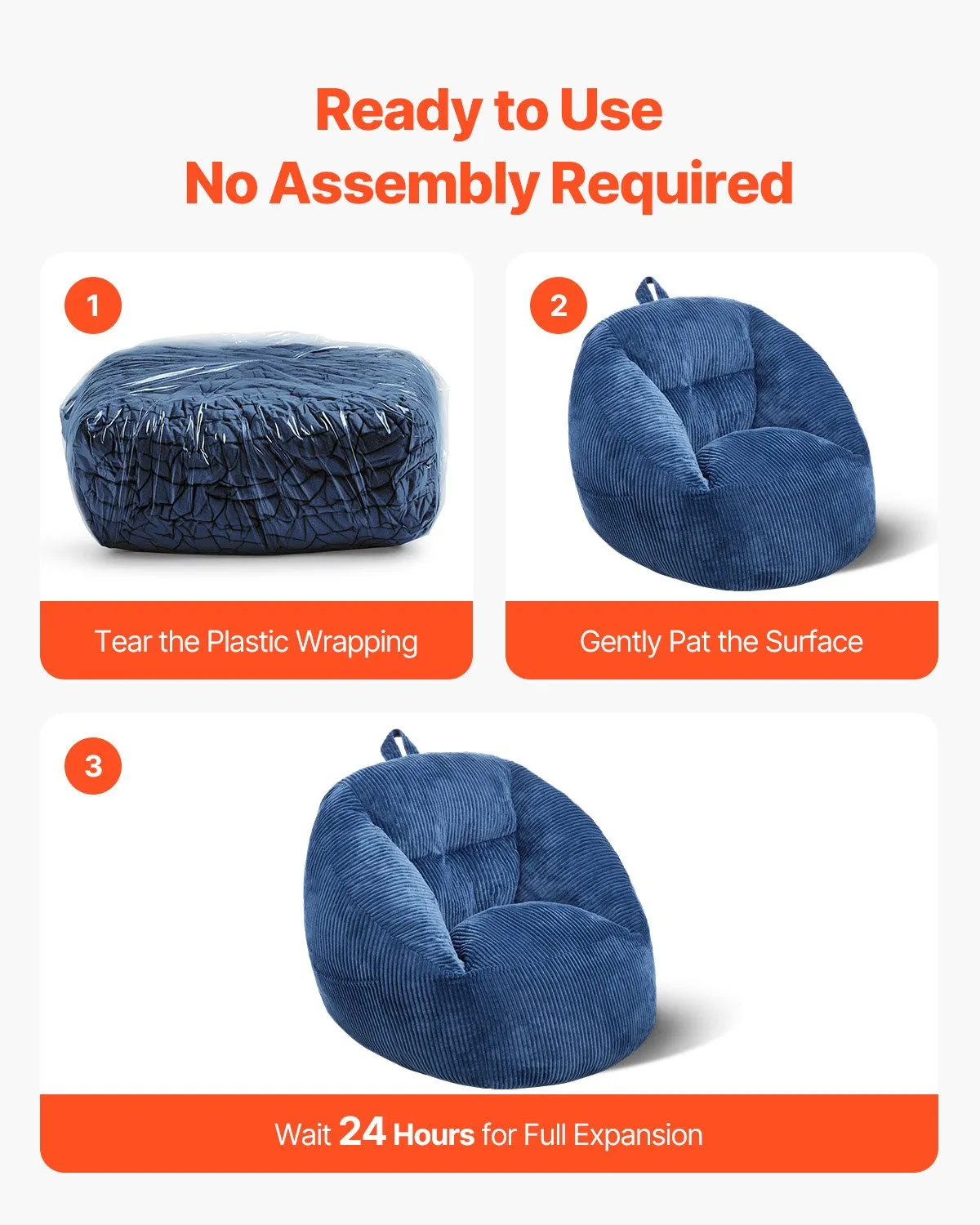 VEVOR 3 feet Bean Bag Chair with Soft Armrests and Storage Pocket Blue,-$70
