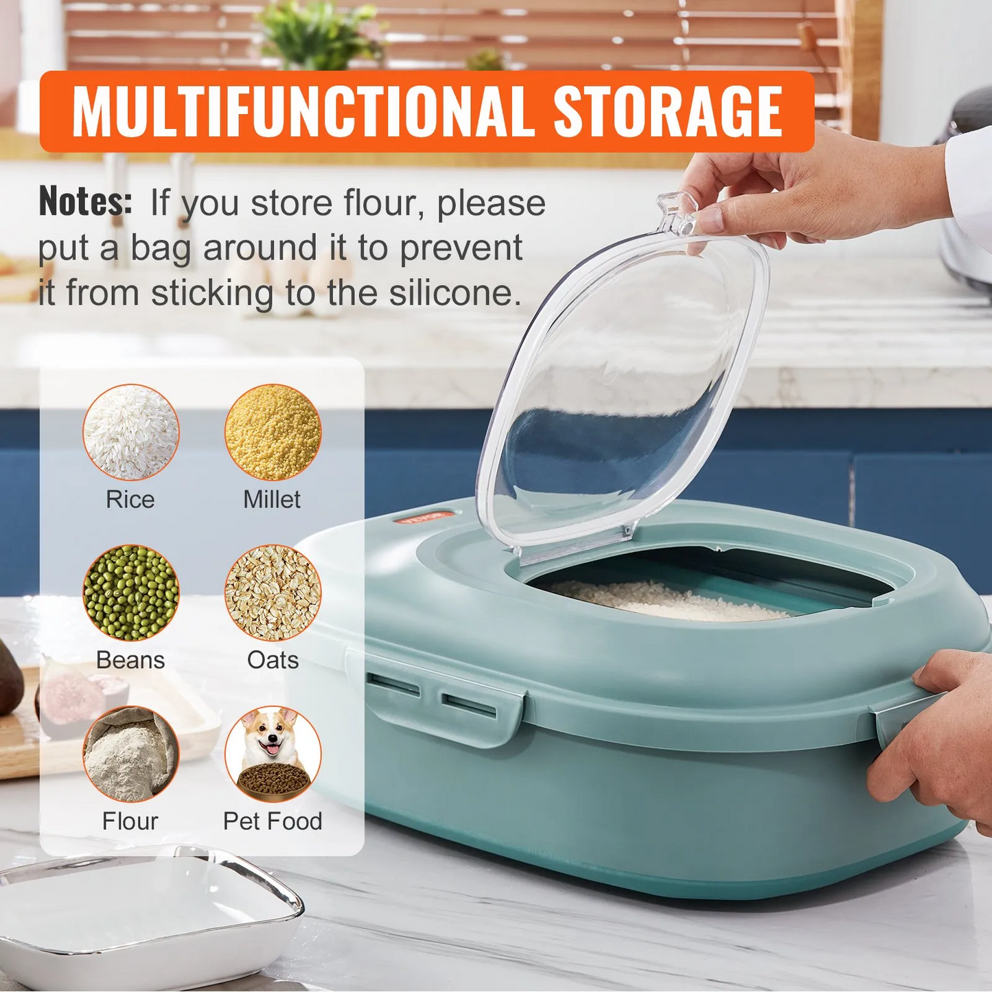 VEVOR Collapsible Dog Food Storage Container, 50 lbs Capacity Large Dispenser Bin with Attachable Casters,-$30