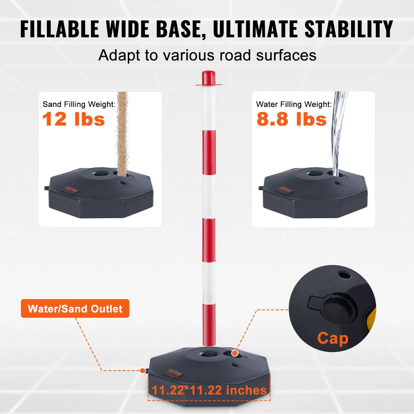 VEVOR Adjustable Traffic Delineator Post Cones, 4 Pack, Traffic Safety Delineator Barrier,-$45