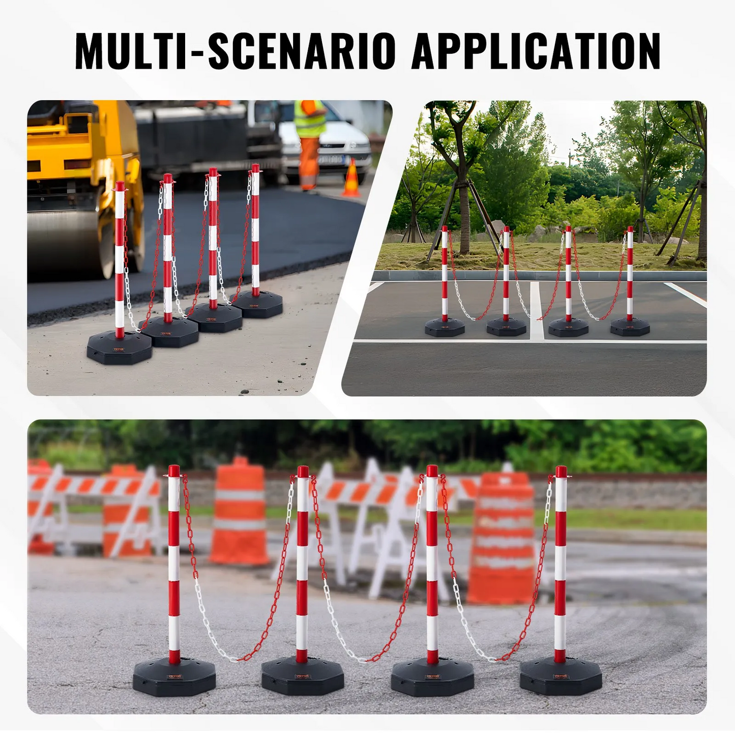 VEVOR Adjustable Traffic Delineator Post Cones, 4 Pack, Traffic Safety Delineator Barrier,-$45