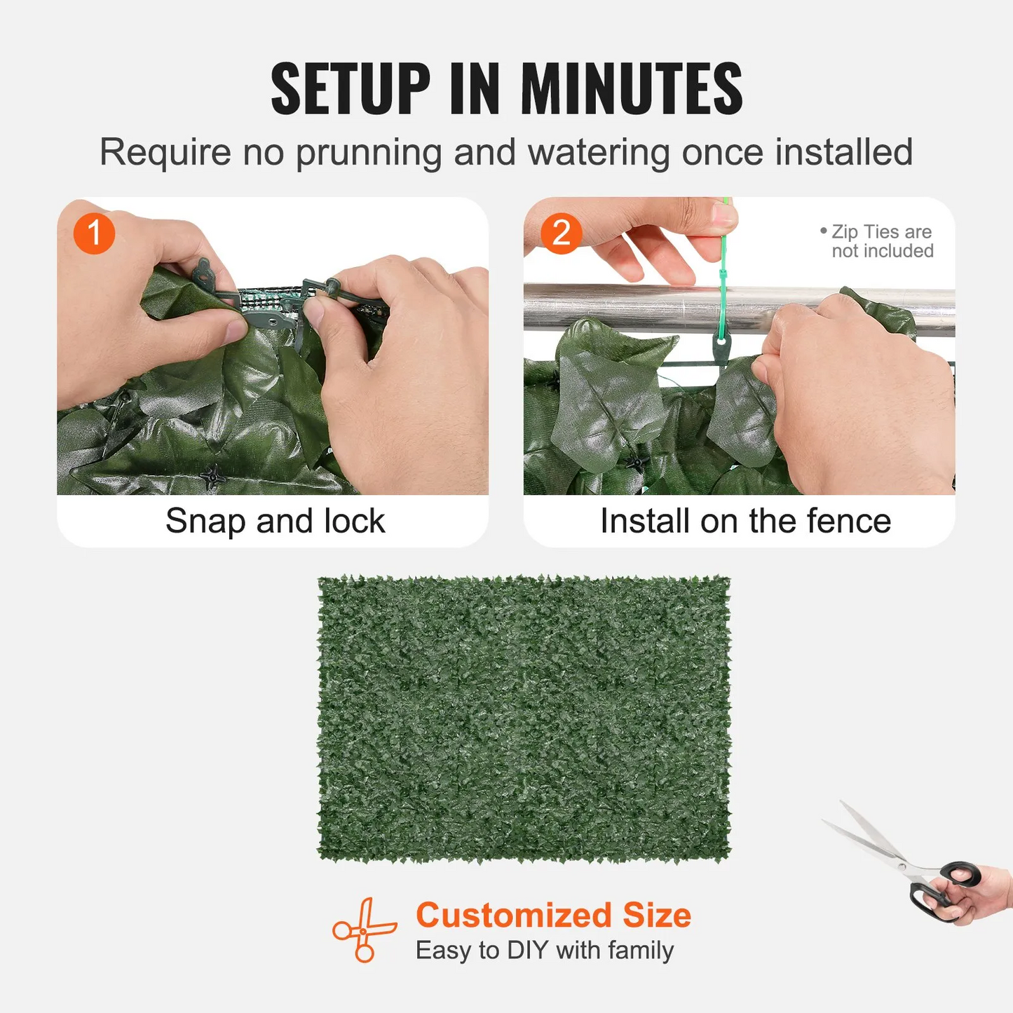 VEVOR Ivy Privacy Fence, 96 x 72 in Artificial Green Wall Screen, Greenery Ivy Fence with Mesh Cloth Backing,-$45