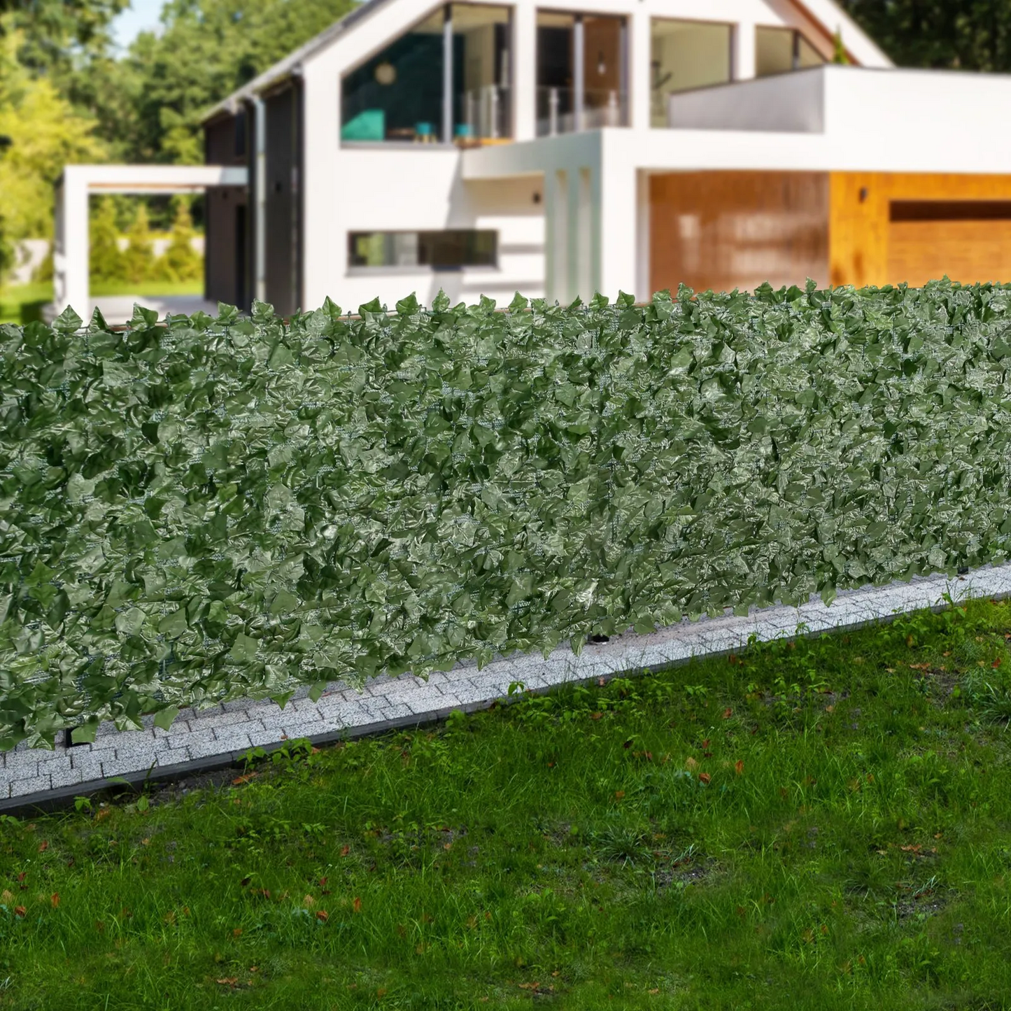 VEVOR Ivy Privacy Fence, 96 x 72 in Artificial Green Wall Screen, Greenery Ivy Fence with Mesh Cloth Backing,-$45