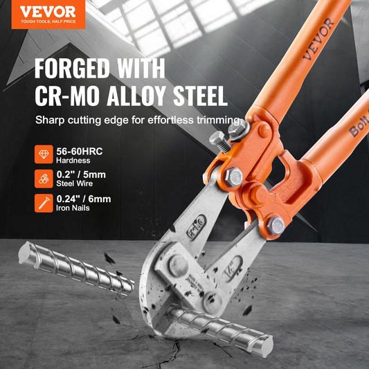 VEVOR Bolt Cutter, 14" Lock Cutter, Bi-Material Handle with Soft Rubber Grip, Chrome Molybdenum Alloy,-$15