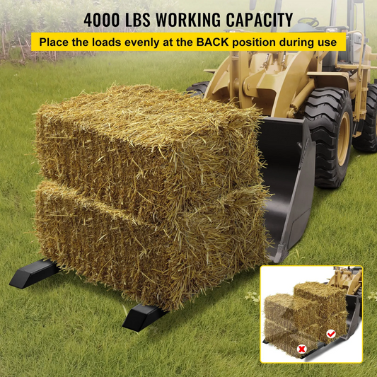 VEVOR Pallet Forks 42.9" 4000 Lbs Max, Clamp On Tractor Bucket Forks 58.7" Total Length,-$120