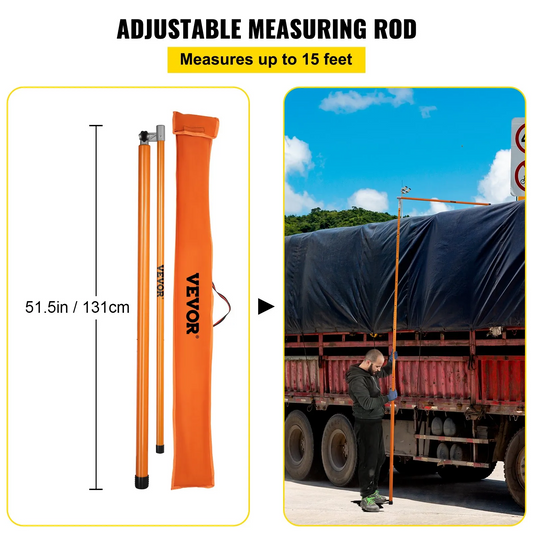 VEVOR Load Height Measuring Stick, 15\' Sturdy Fiberglass Truck Height Stick with Adjustable Pole,-$60