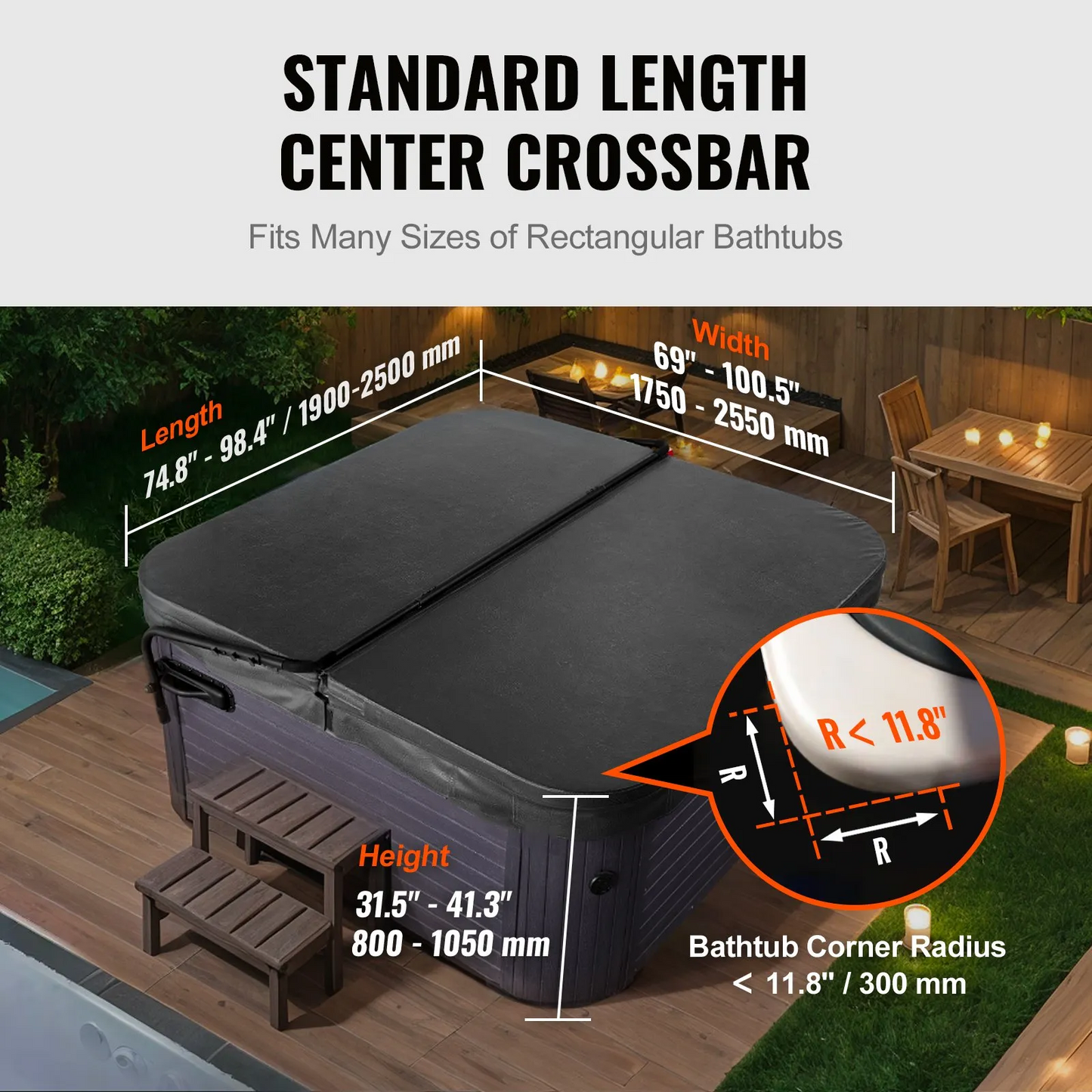 VEVOR Hot Tub Cover Lift, Spa Cover Lift, Height 31.5" - 41.3" Width 69" - 100.5" Adjustable,-$65