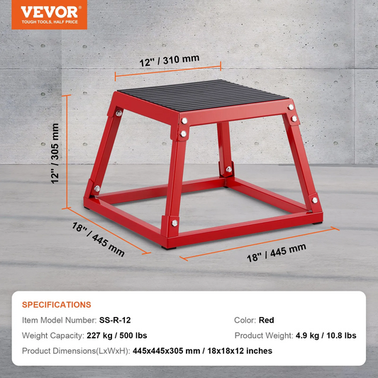 VEVOR Plyometric Jump Box, 12 Inch Plyo Box, Steel Plyometric Platform and Jumping Agility Box,-$40