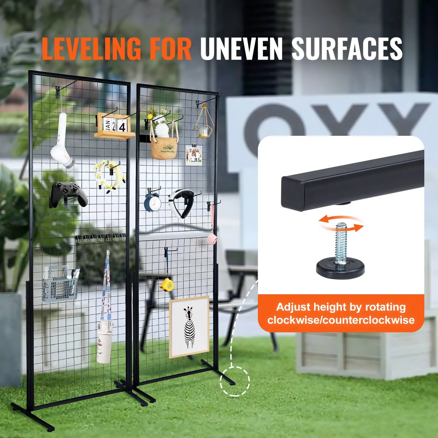 VEVOR 2' x 5.6' Grid Wall Panels Tower, 2 Packs Wire Gridwall Display Racks with T-Base Floorstanding,-$50