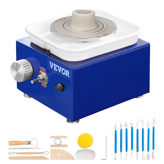 VEVOR Mini Pottery Wheel, 2 Turntables 2.6in / 3.9in Ceramic Wheel Forming Machine, Adjustable 0-300RPM,-$35