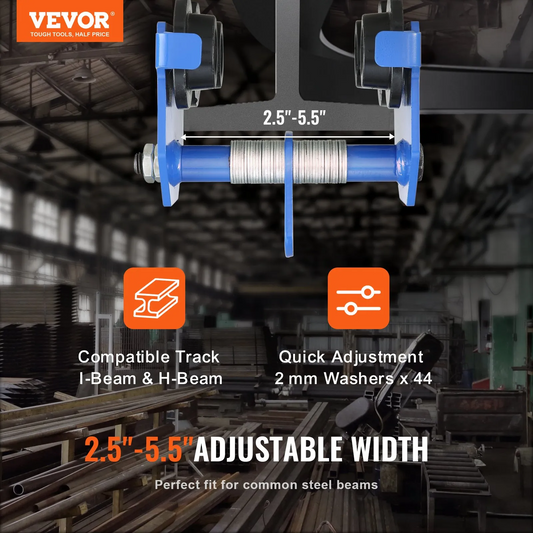 VEVOR Manual Trolley, 1100 lbs/0.5 Ton Load Capacity Push Beam Trolley with Dual Wheels,-$30
