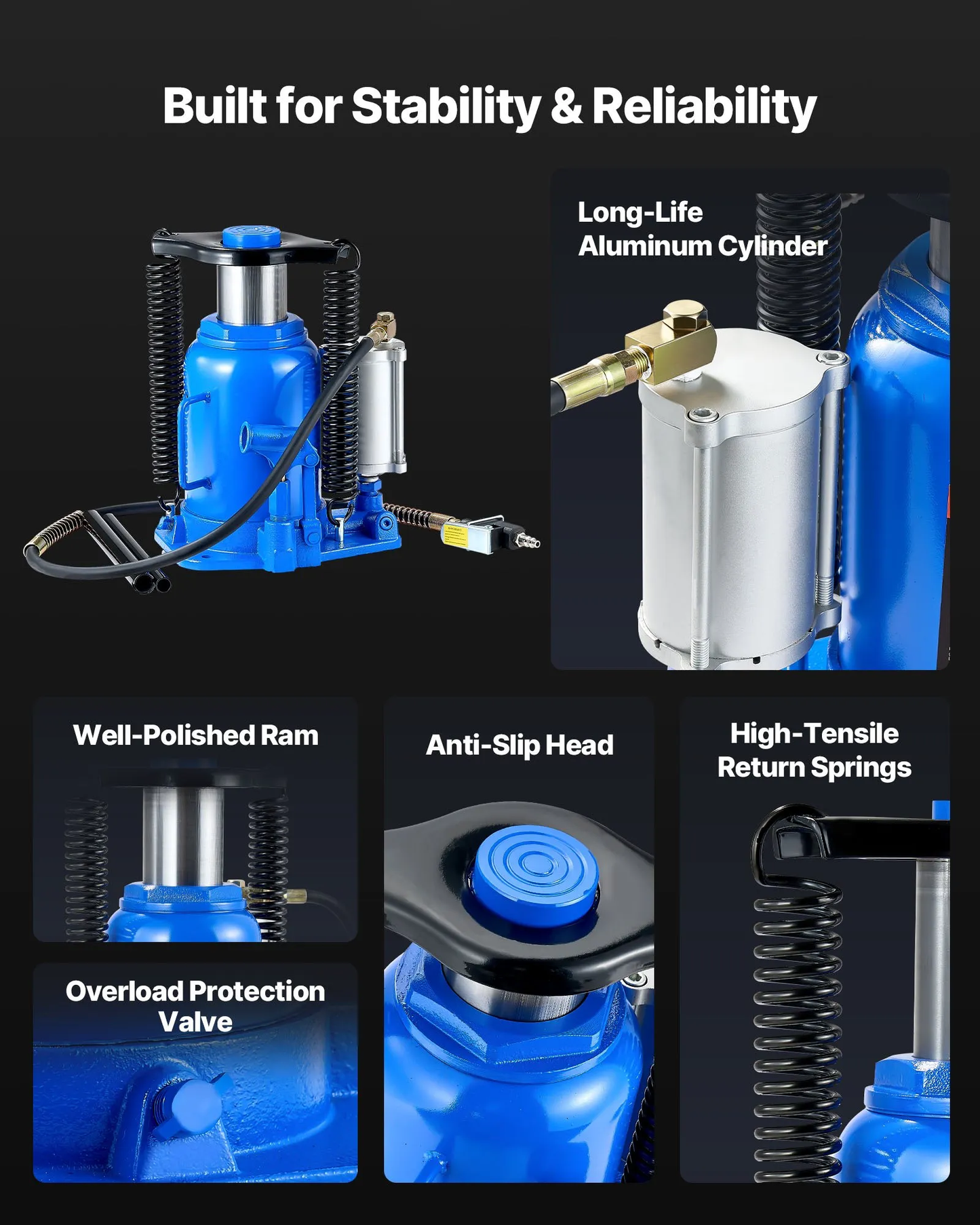 Open box, 90% new VEVOR Air Hydraulic Bottle Jack, 32 Ton (70546.9 lbs) Capacity, 10-16.3 Inch,-$80