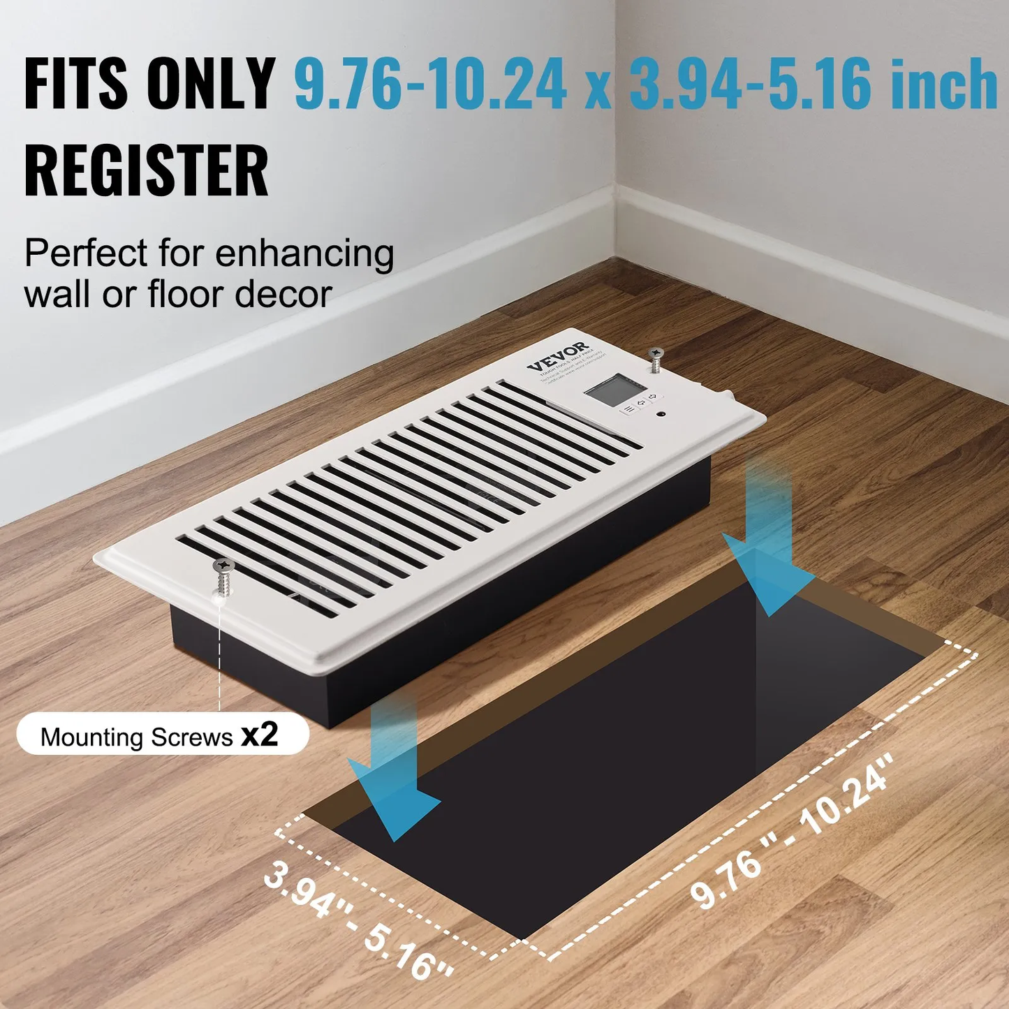 VEVOR Register Booster Fan, Quiet Vent Booster Fan Fits 4” x 10” Register Holes, with Remote Control,-$35