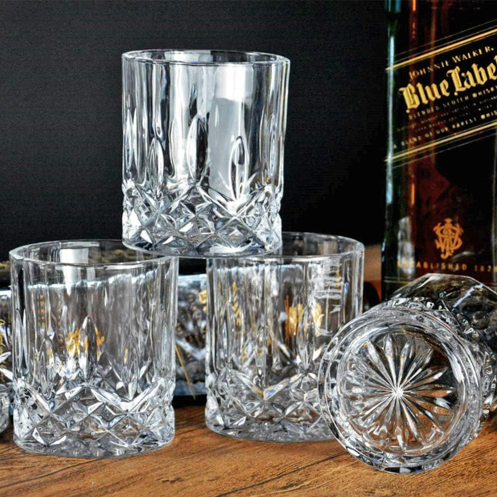 Premium Whiskey Glasses, Large 10oz Lead-Free Crystal Old Fashioned Glass (300ml / Set of 4)