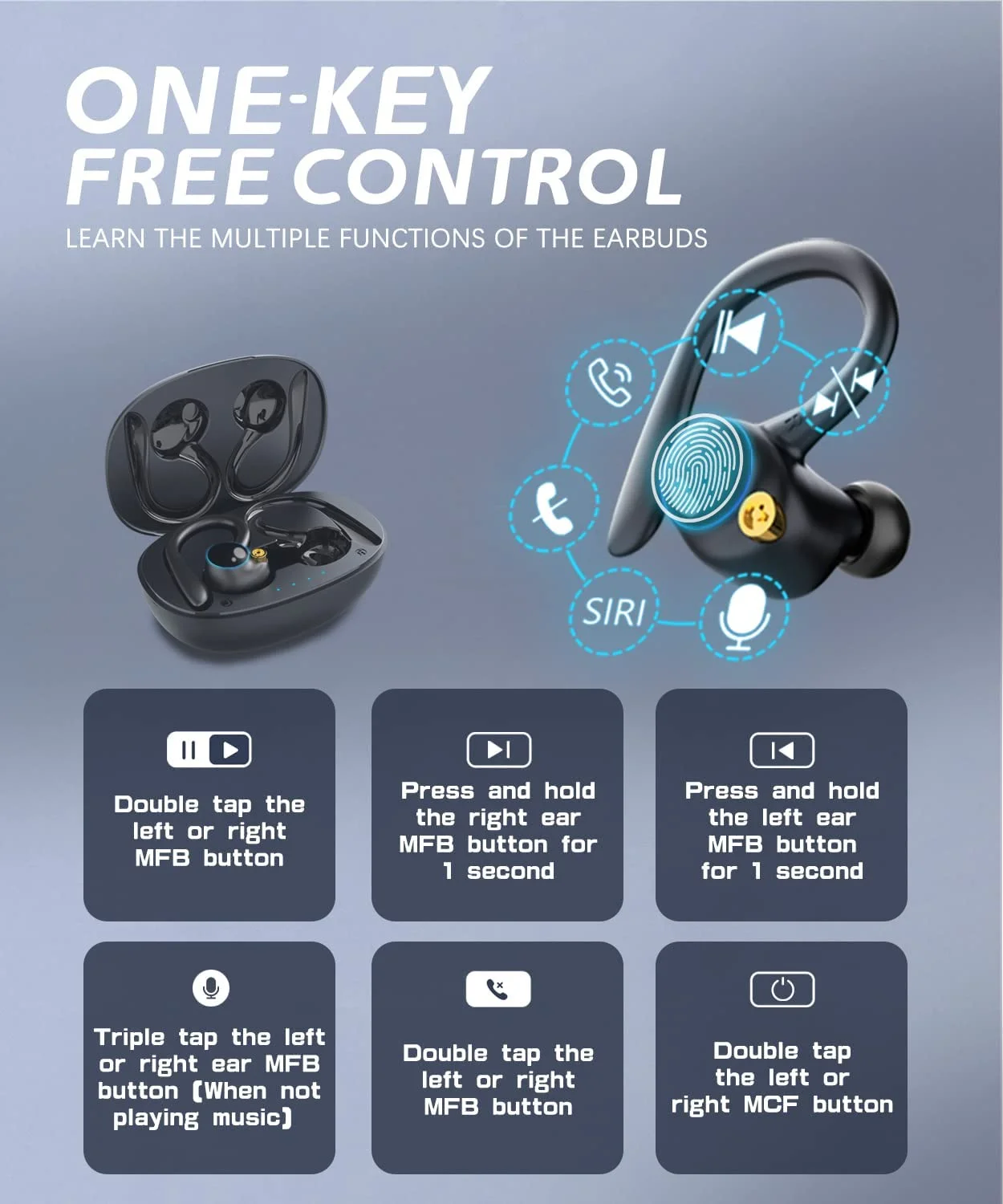 BNIB-YYK-580 True Wireless Earbuds Bluetooth 5.3 Wireless Earbuds with Charging Case, Waterproof IPX7,