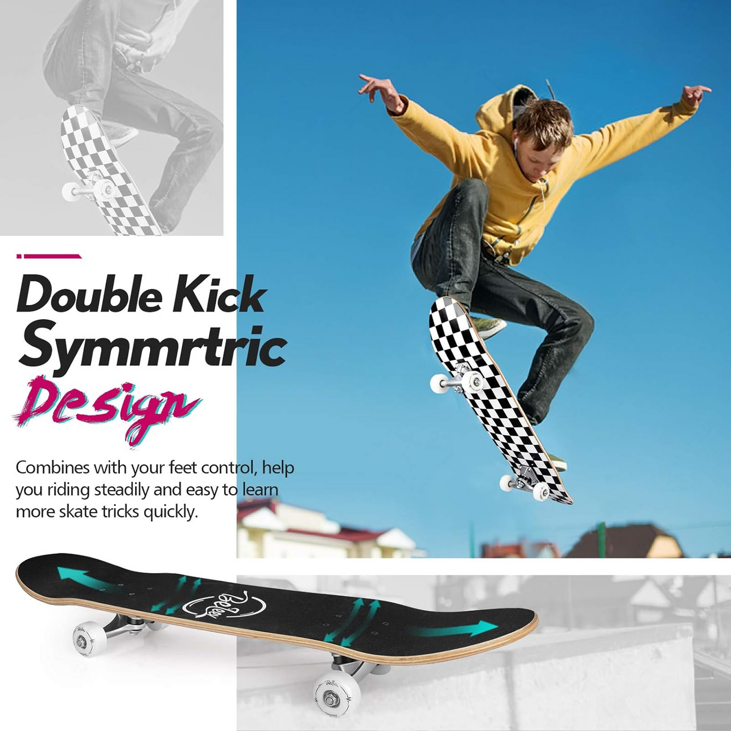 BNIB-BELEEV Skateboards for Beginners, 31 x 8 inch Complete Skateboard for Kids Teens and Adults