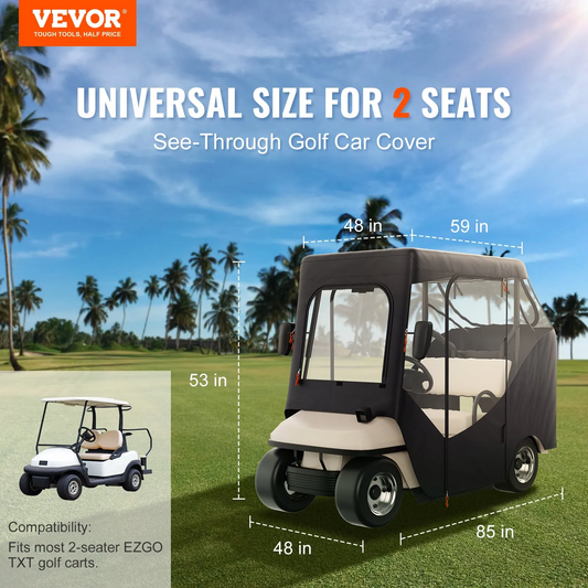 VEVOR Golf Cart Enclosure, Polyester Driving Enclosure, Club Car Covers Suitable for 2-Seater Golf Carts,-$65
