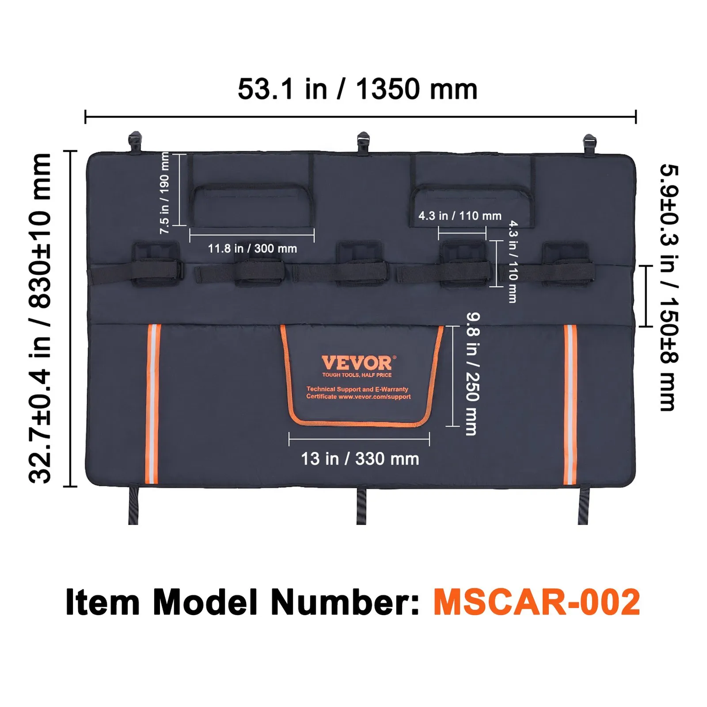VEVOR Tailgate Bike Pad, 53" Truck Tailgate Pad Carry 5 Mountain Bikes, Upgraded Grooves,-$35