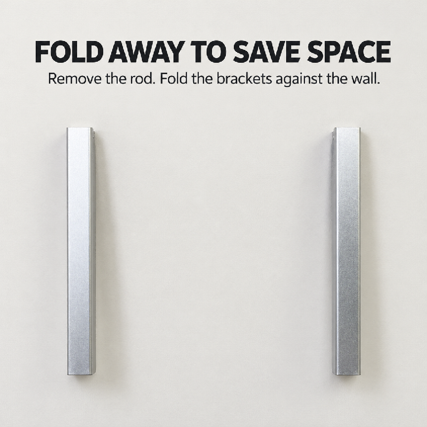 Folding Wall Mounted Clothes Hanger/Clothes Hanging System for Space Saving * 2 Packs