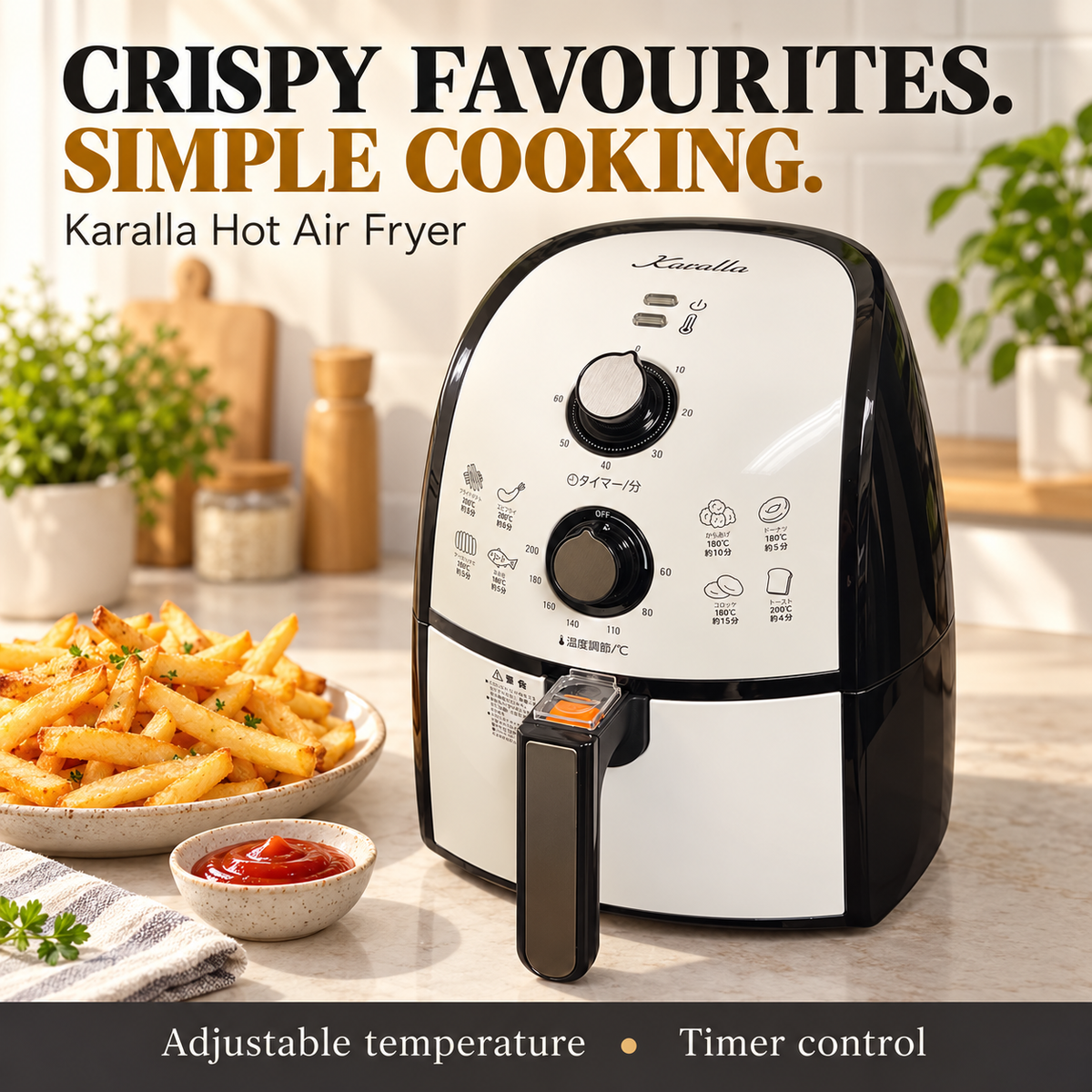 Brand new Karalla Air Fryer – Adjustable Temperature,60-Minute Timer,Black & White